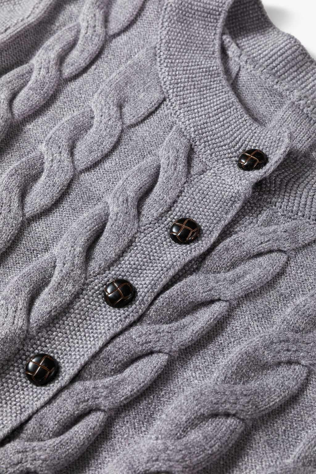 High Cable Knit Cardigan Sweater