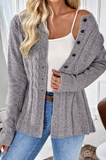High Cable Knit Cardigan Sweater